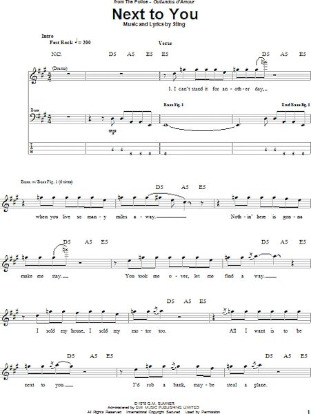 Next To You - Bass Tab, New, Main