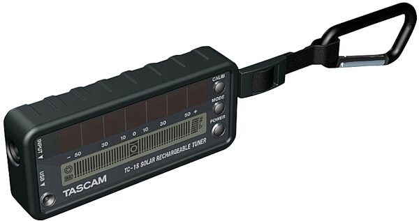 TASCAM TC1S Solar Powered Guitar and Bass Tuner, Black