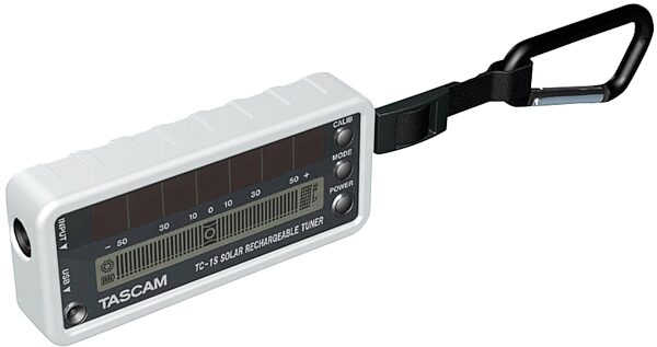 TASCAM TC1S Solar Powered Guitar and Bass Tuner, White