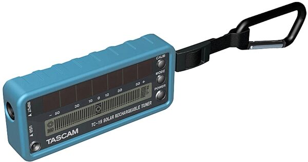 TASCAM TC1S Solar Powered Guitar and Bass Tuner, Blue