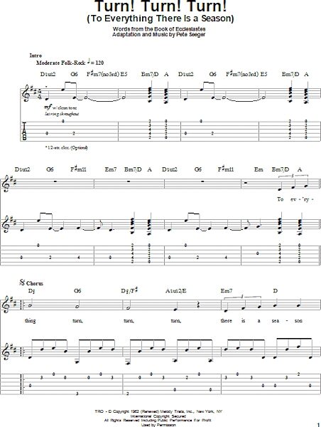 Turn! Turn! Turn! (To Everything There Is A Season) - Guitar Tab Play-Along, New, Main