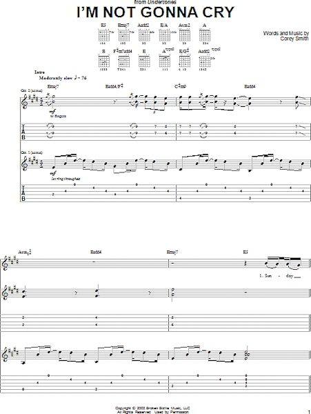 I'm Not Gonna Cry - Guitar TAB, New, Main