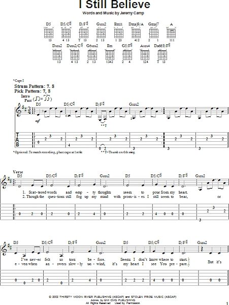 I Still Believe - Easy Guitar with TAB, New, Main