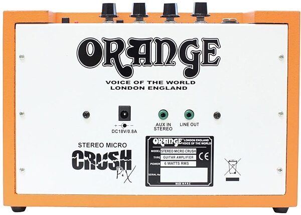Orange CR6S Micro Crush PiX Mini Guitar Combo Amplifier (6 Watts, 2x4"), Rear
