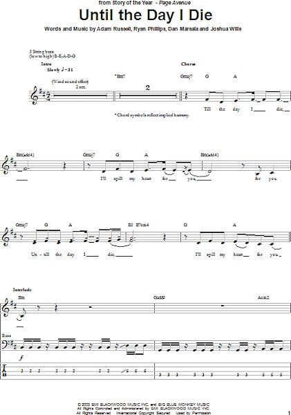 Until The Day I Die - Bass Tab, New, Main