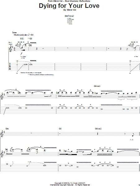 Dying For Your Love - Guitar TAB, New, Main