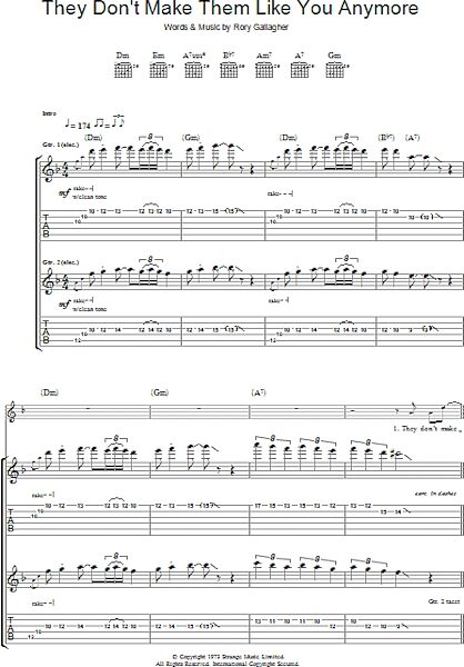 They Don't Make Them Like You Anymore - Guitar TAB, New, Main
