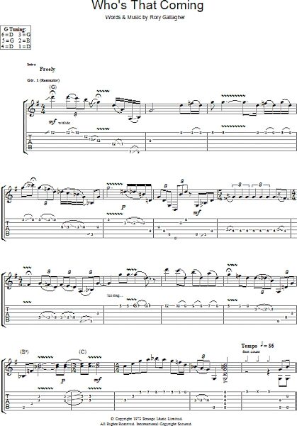 Who's That Coming - Guitar TAB, New, Main