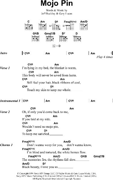 Mojo Pin - Guitar Chords/Lyrics, New, Main