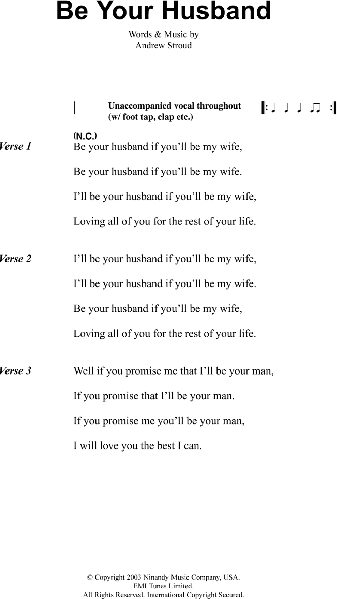 Be Your Husband - Guitar Chords/Lyrics, New, Main