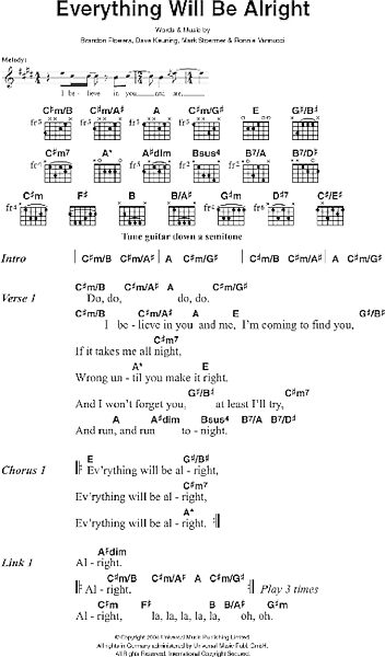 Everything Will Be Alright - Guitar Chords/Lyrics, New, Main