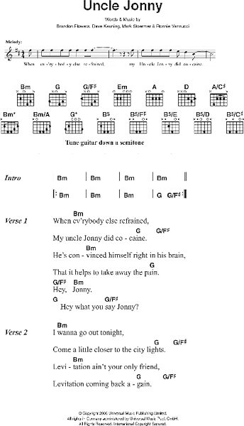 Uncle Jonny - Guitar Chords/Lyrics, New, Main