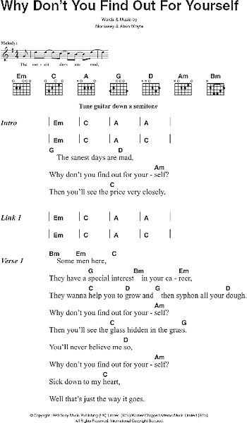 Why Don't You Find Out For Yourself - Guitar Chords/Lyrics, New, Main