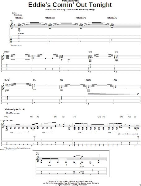 Eddie's Comin' Out Tonight - Guitar TAB, New, Main