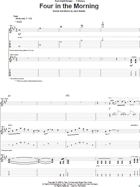 Four In The Morning - Guitar TAB, New, Main