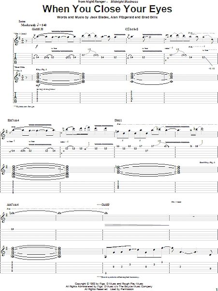 When You Close Your Eyes - Guitar TAB, New, Main