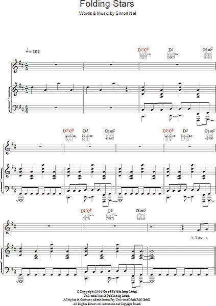 Folding Stars - Piano/Vocal/Guitar, New, Main