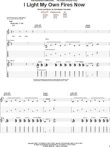I Light My Own Fires Now - Guitar TAB, New, Main