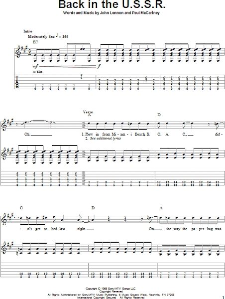 Back In The U.S.S.R. - Guitar Tab Play-Along, New, Main