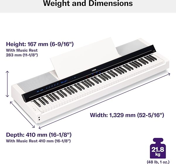 Yamaha P-S500 Digital Piano, White, Action Position Back