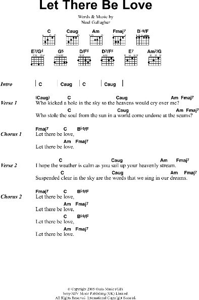 Let There Be Love - Guitar Chords/Lyrics, New, Main