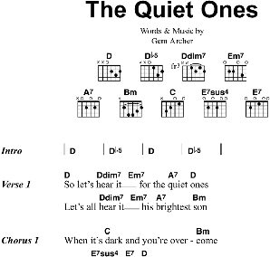 The Quiet Ones - Guitar Chords/Lyrics, New, Main