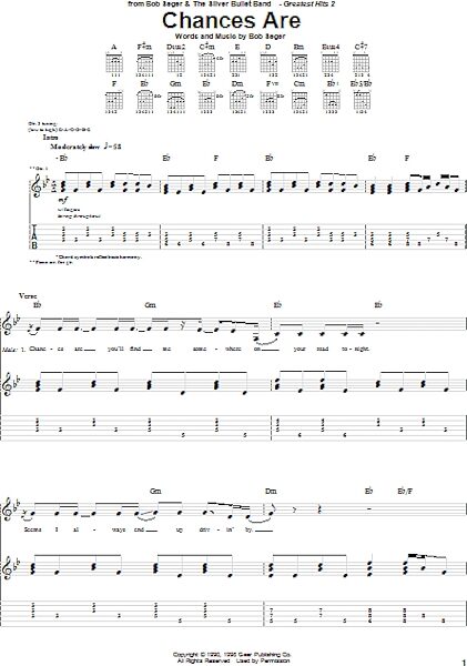 Chances Are - Guitar TAB, New, Main