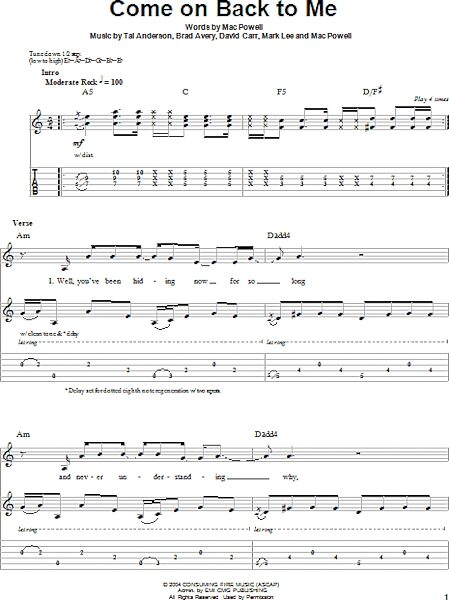 Come On Back To Me - Guitar Tab Play-Along, New, Main