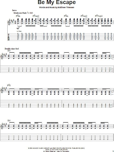 Be My Escape - Guitar Tab Play-Along, New, Main