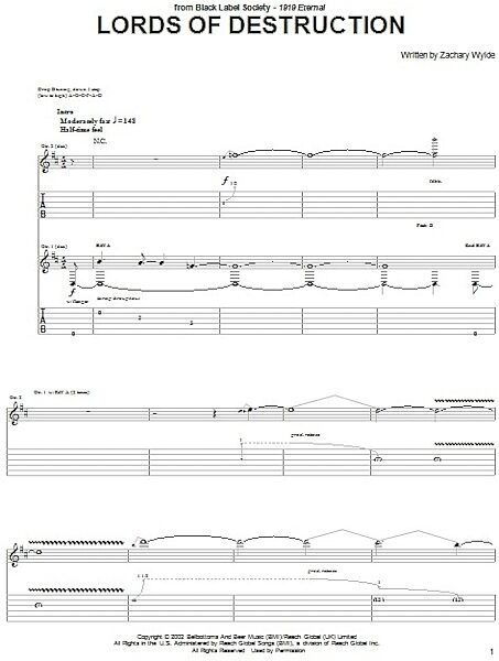 Lords Of Destruction - Guitar TAB, New, Main