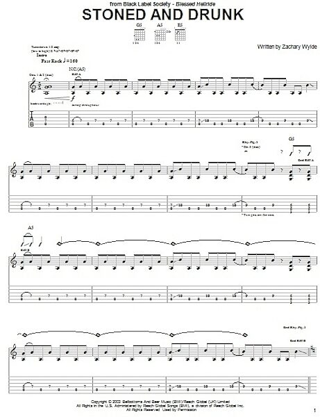 Stoned And Drunk - Guitar TAB, New, Main