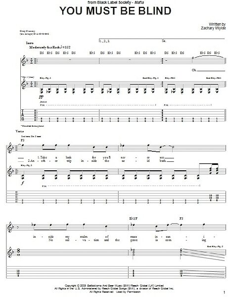 You Must Be Blind - Guitar TAB, New, Main