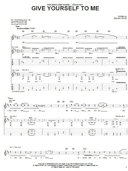Give Yourself To Me - Guitar TAB, New, Main