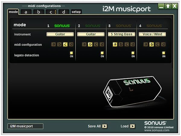 Sonuus i2M Musicport MIDI Converter and Hi-Z USB Audio Interface, Software