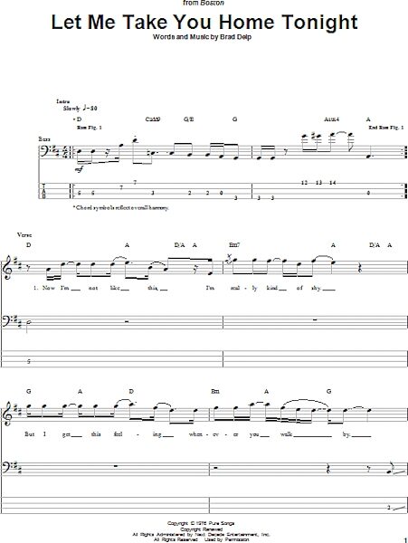 Let Me Take You Home Tonight - Bass Tab, New, Main