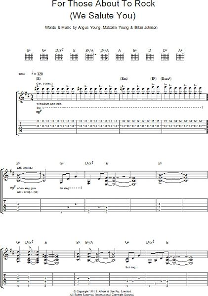 For Those About To Rock (We Salute You) - Guitar TAB, New, Main