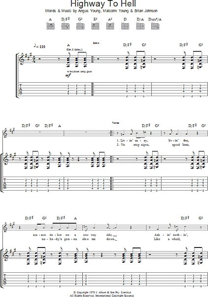 Highway To Hell - Guitar TAB, New, Main