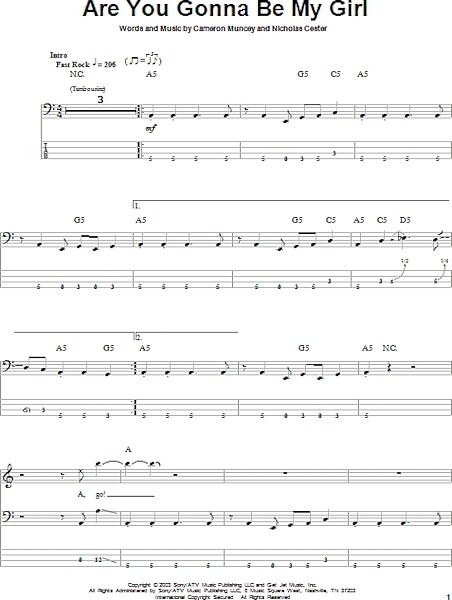 Are You Gonna Be My Girl - Bass Tab, New, Main