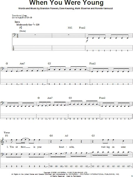 When You Were Young - Bass Tab, New, Main