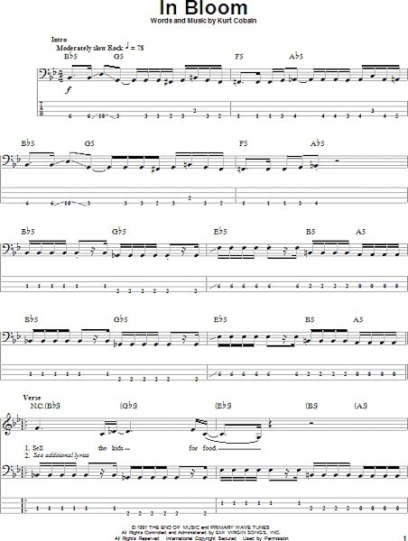 In Bloom - Bass Tab, New, Main
