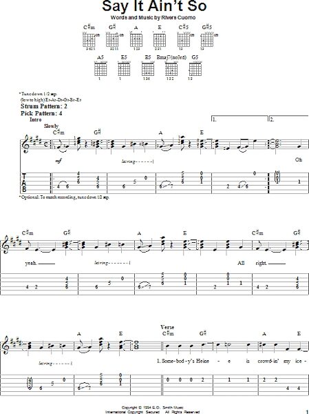 Say It Ain't So - Easy Guitar with TAB, New, Main