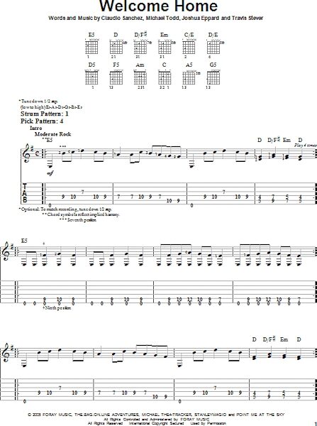 Welcome Home - Easy Guitar with TAB, New, Main