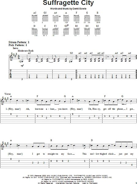 Suffragette City - Easy Guitar with TAB, New, Main