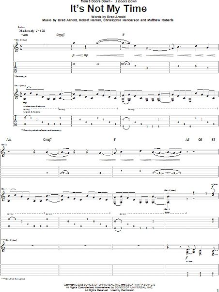 It's Not My Time - Guitar TAB, New, Main