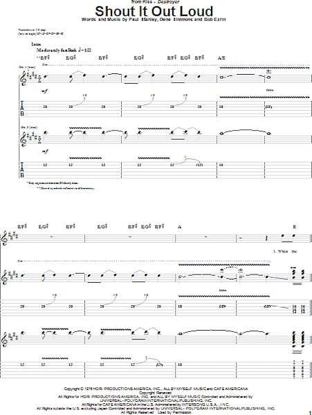 Shout It Out Loud - Guitar TAB, New, Main