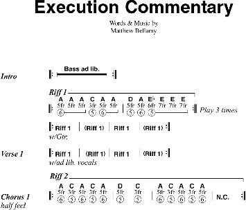 Execution Commentary - Guitar Chords/Lyrics, New, Main
