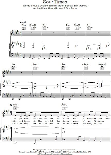 Sour Times - Piano/Vocal/Guitar, New, Main