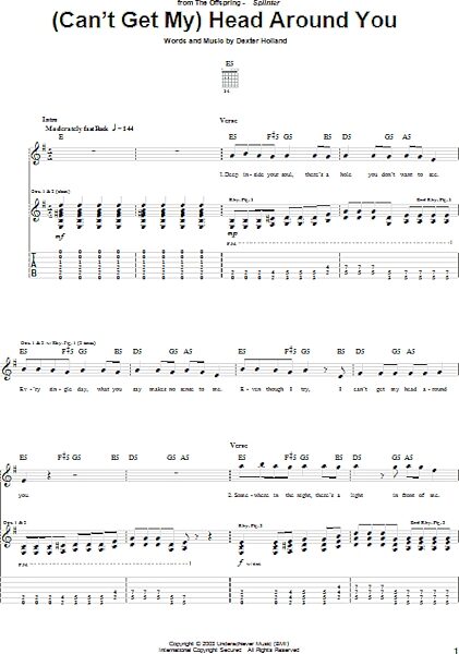 (Can't Get My) Head Around You - Guitar TAB, New, Main
