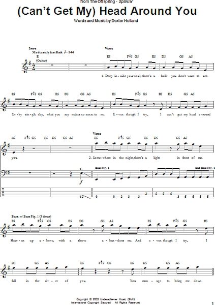 (Can't Get My) Head Around You - Bass Tab, New, Main
