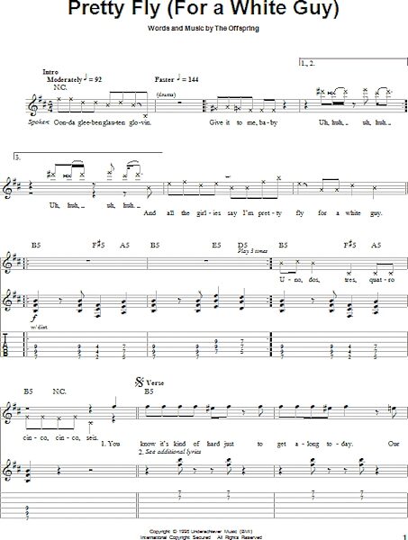 Pretty Fly (For A White Guy) - Guitar Tab Play-Along, New, Main